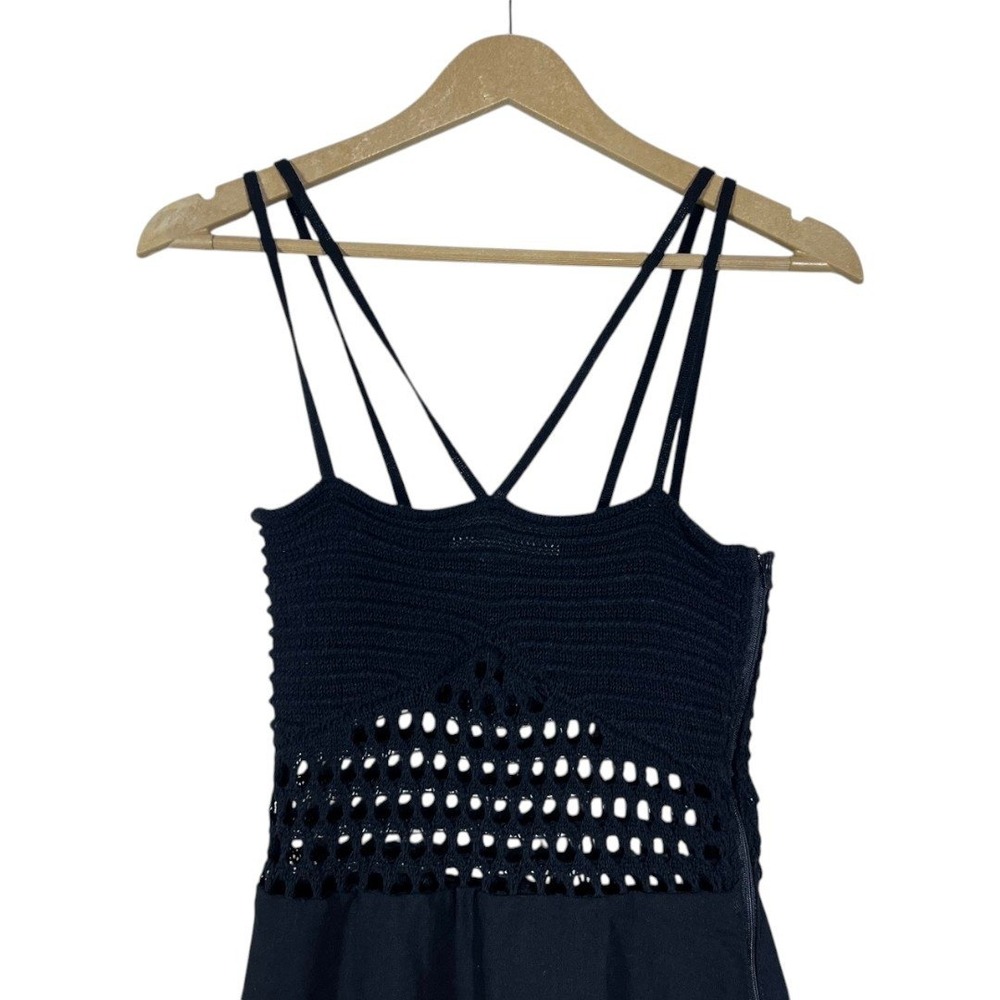 Zara Crochet Knit Open Work Multi Strap Maxi Dress Black Boho Festival Size S - Picture 2 of 4